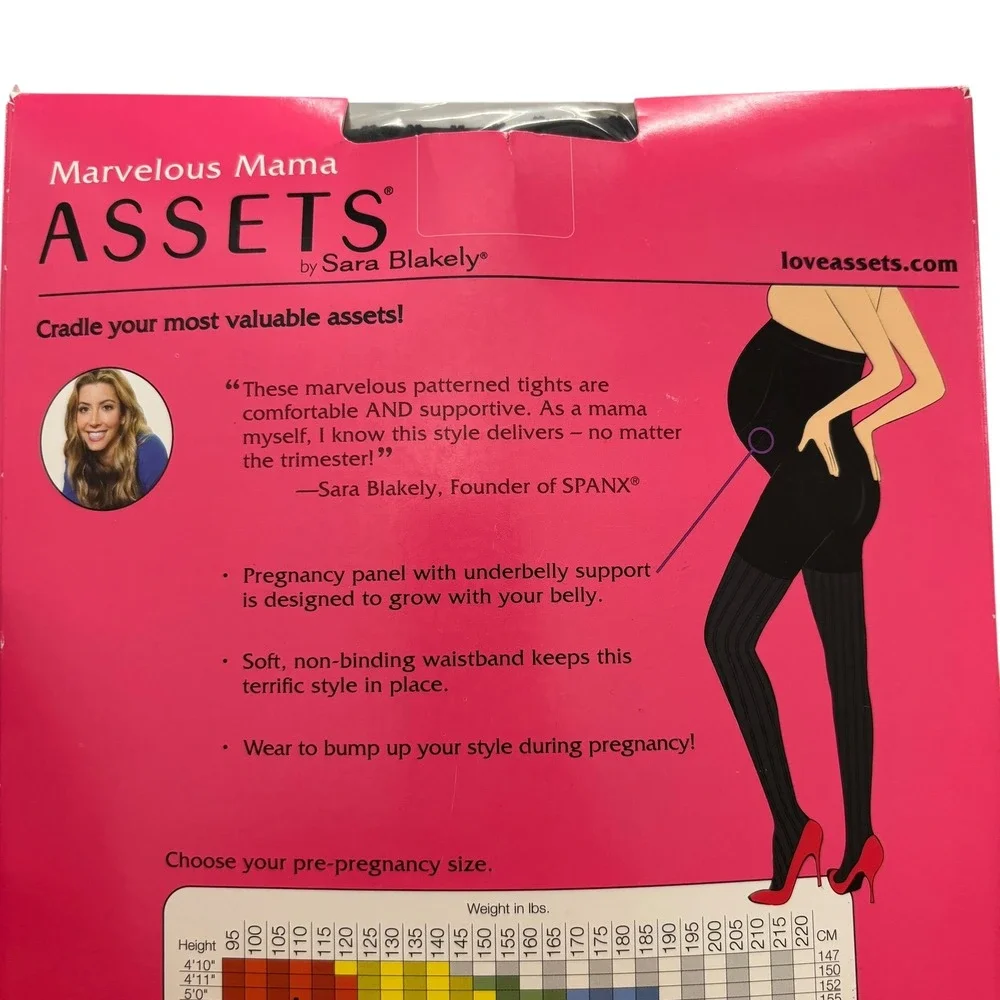 Assets by Sara Blakely Maternity Opaque‎ Stripe Tights Pregnancy Panel Sz 2